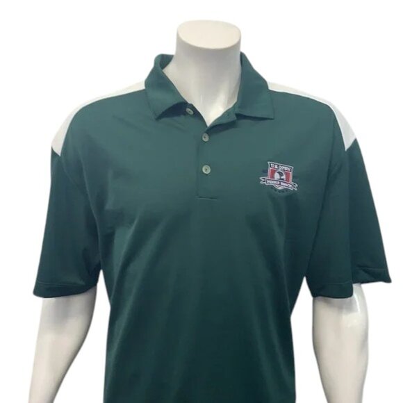 Nike Fit Dry Golf Pebble Beach US Open 2010 Green White Men's Polo Shirt Size XL - Picture 7 of 13